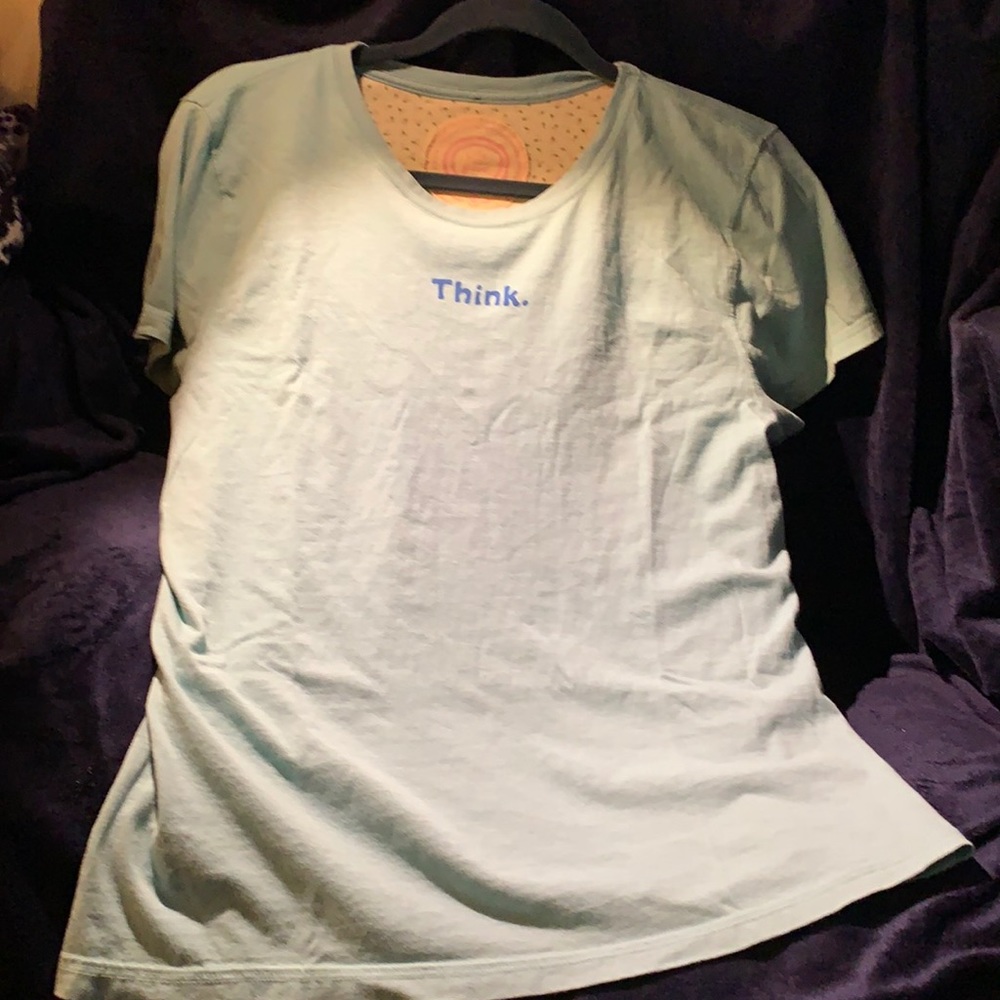 Life is good T-shirt Sz M light blue THINK